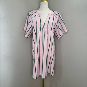 La Lavon Pink Stripe Dress Large Casual Shift Lightweight Summer